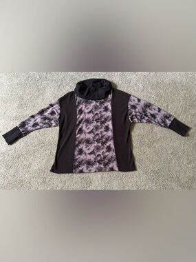 Robert Louis Black Gray Tie Dye Cowl Neck Sweater Womens Size L NWT  Stretch